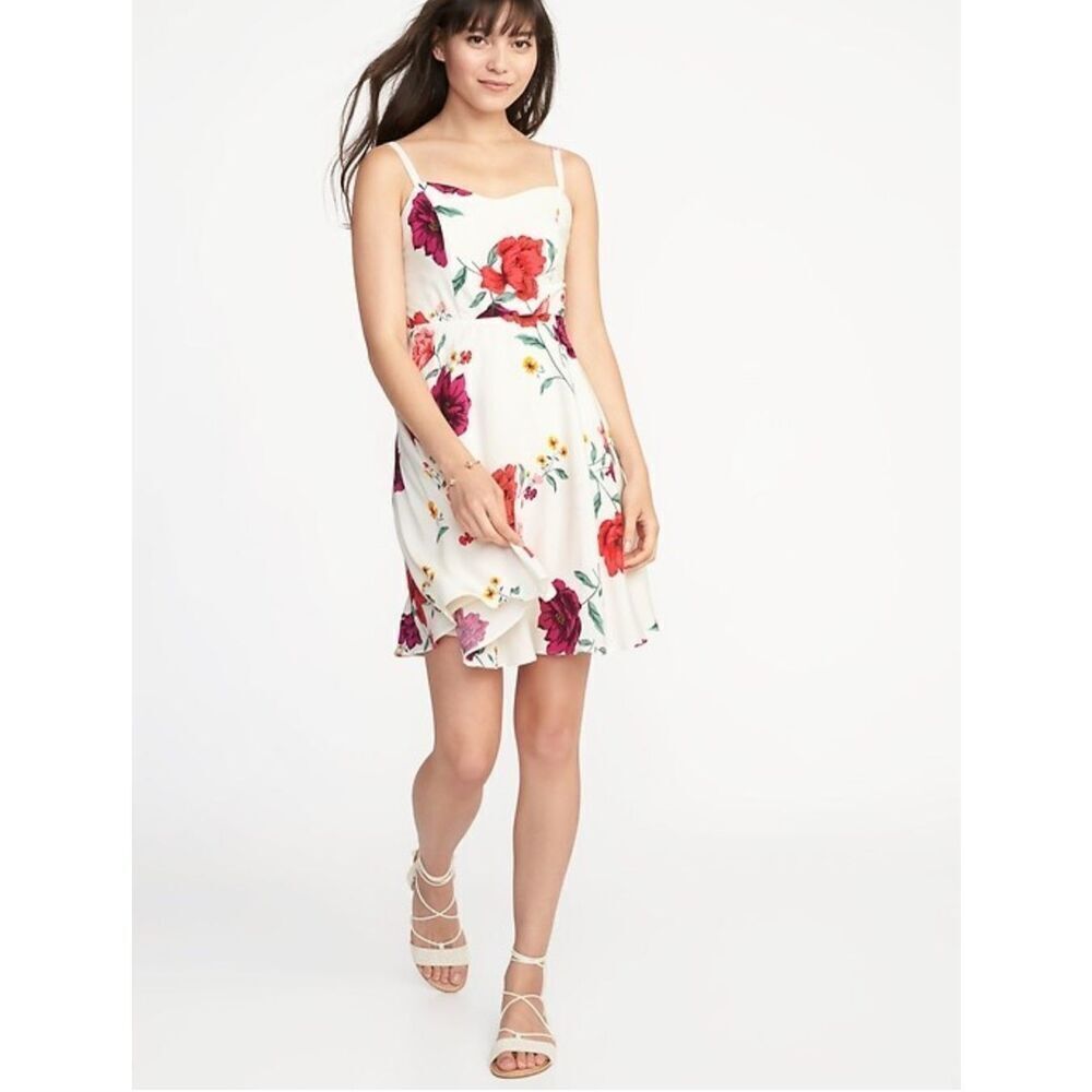 Old Navy Floral Fit & Flare Cami Dress Women’s Size 3X Spaghetti Straps Lined